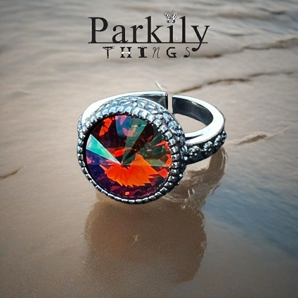 Handcrafted sparkly ring made with Swarovski crystal adjustable fit